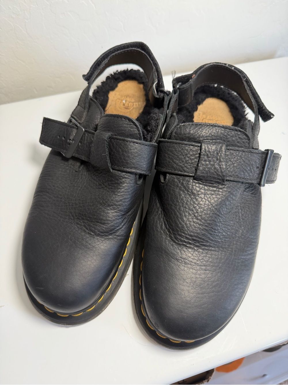 Dr. Martens Jorge II Faux-Fur Lined Black Leather Mules Clogs Men’s 11 - Picture 3 of 8